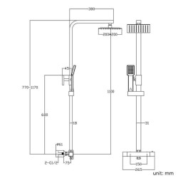 Barra de ducha termostática cuadrada