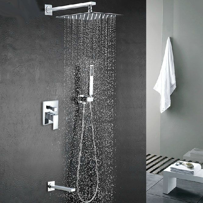 Comprar Conjunto de ducha /bañera empotrada pared negro mate de 3