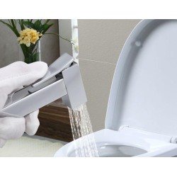 Grifo de bidet cuadrado empotrado pared 2 vías agua fría y caliente