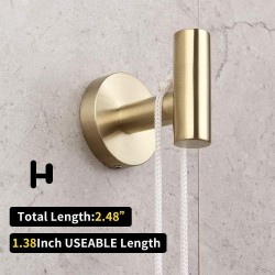 Accesorios de baño en dorado cepillado de acero inoxidable SUS304: Toallero + portarrollos + percha