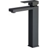 Grifo  lavabo alto pica  negro mate monomando cuadrado  serie Segura