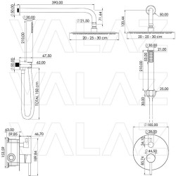 Conjunto de ducha empotrada pared redonda