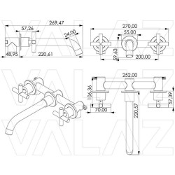 Grifo de lavabo empotrado bimando cromo