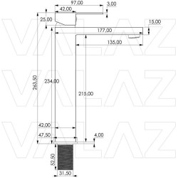 Grifo  lavabo alto pica  negro mate monomando cuadrado  serie Segura