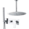 Ducha empotrada monomando redonda a techocon embellecedor rectangular cromada