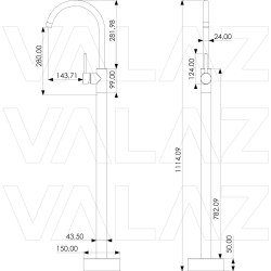 Grifo  tótem  de lavabo exenta/ bañera cromado monomando