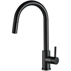 Grifo de cocina negro mate extraible monomando