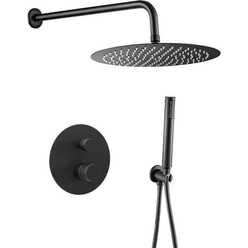 Ducha empotrada pared maneta monomando luxury negro mate Ducha empotrada pared maneta monomando luxury negro mate