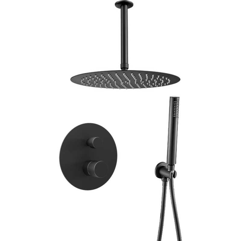 Ducha empotrada pared maneta monomando luxury negro mate Ducha empotrada pared maneta monomando luxury negro mate