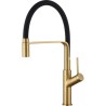 Grifo de cocina alto oro mate monomando con caño flexible y giratorio dorado cepillado