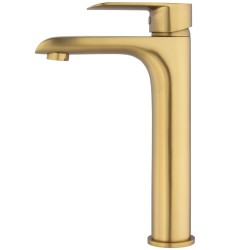 Grifo de lavabo alto pica monomando oro mate  serie Turia