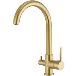 Grifo cocina 3 vías oro mate con purificación de agua potable ósmosis