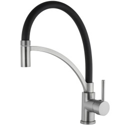 Grifo de cocina monomando con caño flexible y giratorio gun metal