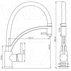 Grifo de cocina cromado monomando con caño flexible y giratorio