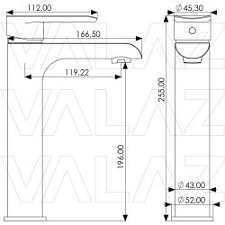 Grifo  lavabo alto pica cromo  monomando serie Turia