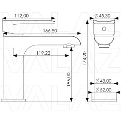 Grifo lavabo cromo monomando  serie Turia