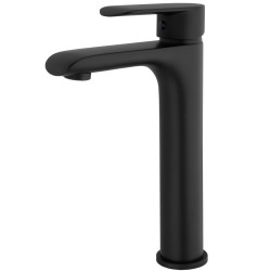 Grifo de lavabo alto pica monomando negro mate serie Turia