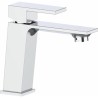 Grifo de lavabo cuadrado monomando cromadonegro mate serie Carrion