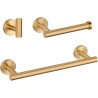 Accesorios de baño en oro mate de acero inoxidable SUS304: Toallero 40cm + portarrollos + percha