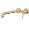 Grifo lavabo empotrado dorado envejecido caño largo 26cm monomando redondo