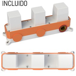 Ducha empotrada monomando redonda a techo con embellecedor rectangular negro mate