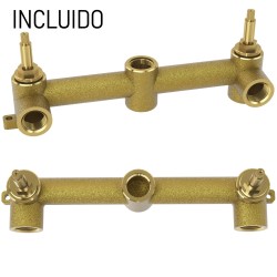 Grifo empotrado dorado cepillado bimando de lavabo