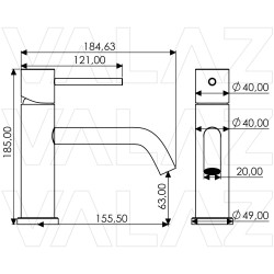 Grifo  lavabo negro  monomando redondo mate serie Ebro