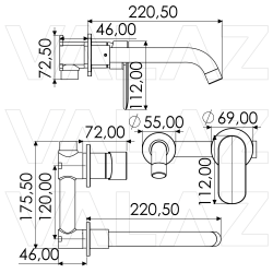 Grifo de lavabo empotrado negro mate serie Tuejar