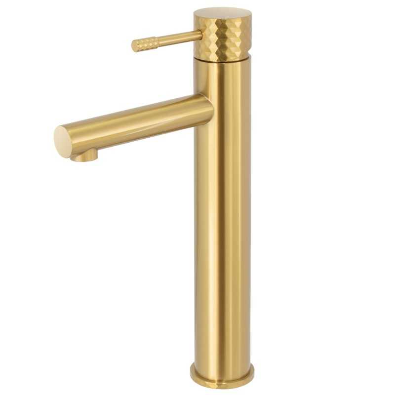 Grifo alto de lavabo monomando maneta luxury dorado cepillado Grifo alto de lavabo monomando maneta luxury dorado cepillado