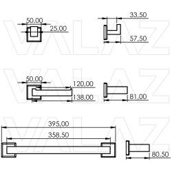 Accesorios de baño cuadrados en dorado cepillado de acero inoxidable SUS304: Toallero + portarrollos + percha