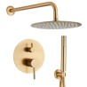 Ducha empotrada a pared acabado maneta luxury dorado cepillado serie Ofin