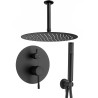 Ducha empotrada a techo acabado maneta luxury negro mate serie Ofin a techo