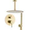 Ducha empotrada a techo acabado maneta luxury dorado cepillado serie Ofin a techo