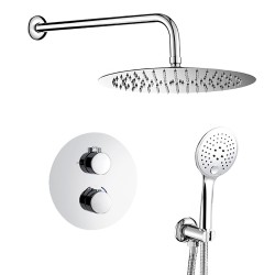 Ducha empotrada termostática redonda con rociador extraplano a pared - Serie Cabriel