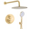 Ducha termostática empotrada oro mate cepillado a pared redonda - Serie Cabriel