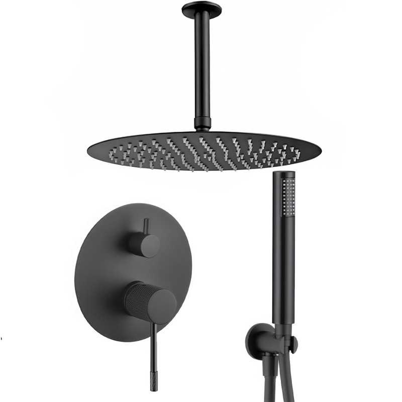Ducha empotrada a techo acabado maneta luxury negro mate Ducha empotrada a techo acabado maneta luxury negro mate