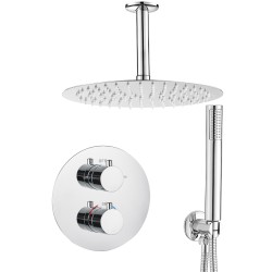 Ducha empotrada termostática techo redonda con rociador extraplano - Serie Jucar