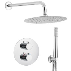 Ducha empotrada termostática redonda con rociador extraplano a pared