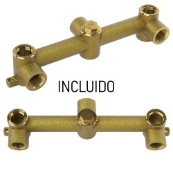 Ducha dorada cepillada redonda empotrada bimando de 1 salida / vía