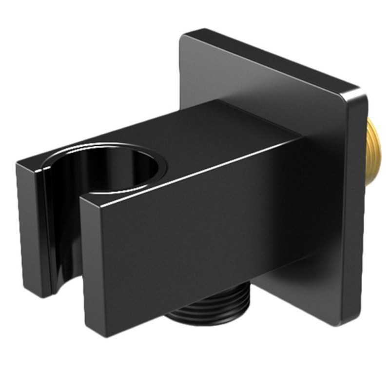 Soporte alcachofa de mano cuadrado inclinable negro mate Soporte alcachofa de mano cuadrado inclinable negro mate