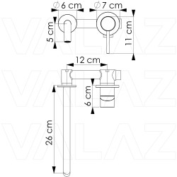 Grifo lavabo empotrado caño 26cm fino redondo fijo acero cepillado