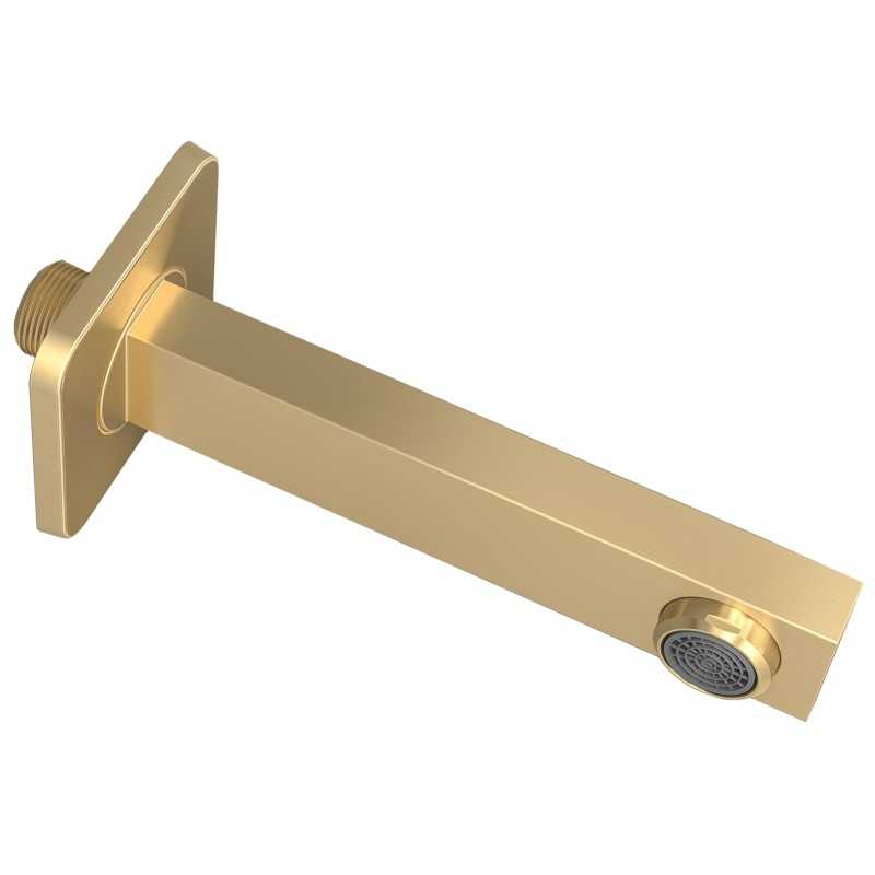 Caño cuadrado en dorado cepillado de 15cm