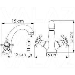 Plano Grifo lavabo retro dorado envejecido bimando