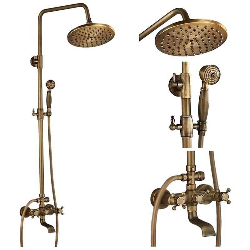 Griferia retro de bañera / ducha bimando estrella vintage dorado viejo Griferia retro de bañera / ducha bimando estrella vintage dorado viejo