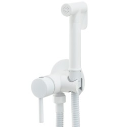 Grifo de bidé empotrado blanco para agua fría y caliente