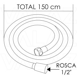 Flexo de ducha en PVC en dorado cepillado mate 150cm