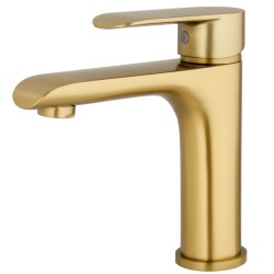 Grifo de lavabo monomando oro mate cepillado serie Turia