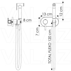 Grifo de bidet empotrado negro mate pared 2 vías agua fría y caliente Spray Kit