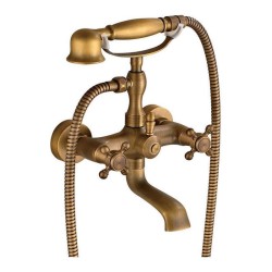 Griferia de bañera retro dorado viejo bimando estrella vintage