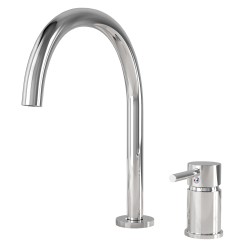 Grifo de lavabo cromado cuello cisne encastrado Serie Aragon